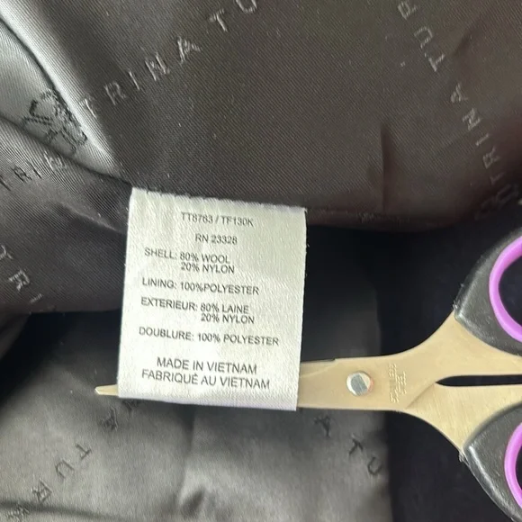 TRINA TURK Fine Lambswool Blend Jacket/Elevated Pea Coat Asymmetrical Collar, 4 - Picture 14 of 14